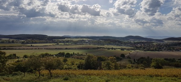 Clouds and fields in the panorama