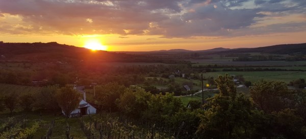 Sunset over the valley of Pécsely