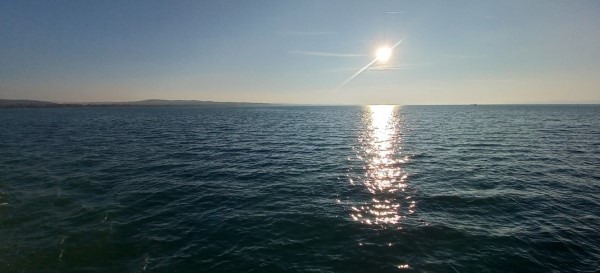 Sunset forming a golden bridge over the Balaton